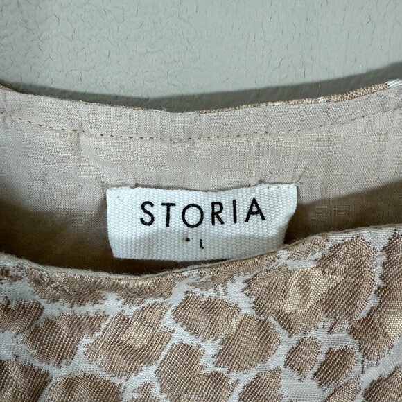 Storia Leopard Print Jacquard Overall Mini Dress Women's Large Beige Boho NWOT - Picture 8 of 10